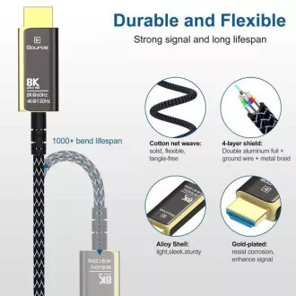 PremiumCord Ultra High Speed HDMI 2.1 kabel od optičkih vlakana 8K@60Hz, pozlaćen 20m