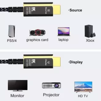 PremiumCord Ultra High Speed HDMI 2.1 kabel od optičkih vlakana 8K@60Hz, pozlaćen 30m