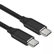 PremiumCord USB-C M/M kabel, 240 W 480 Mbps crna pamučna pletenica, 1,5 m
