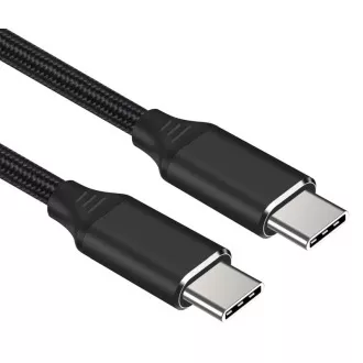 PremiumCord USB-C M/M kabel, 240 W 480 Mbps crna pamučna pletenica, 1,5 m