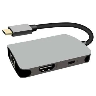 PremiumCord USB-C na HDMI + RJ45 + PD adapter, aluminijsko kućište