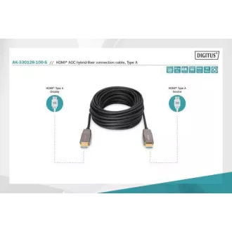 Digitus HDMI AOC hibridni optički kabel, Tip AM/M, 10m, UHD 8K@60Hz, CE, zlatni, crni Digitus HDMI AOC hibridni optički kabel, Tip AM/M, 10m, UHD 8K@60Hz, CE, zlatni, crni