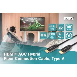 Digitus HDMI AOC hibridni optički kabel, Tip AM/M, 10m, UHD 8K@60Hz, CE, zlatni, crni Digitus HDMI AOC hibridni optički kabel, Tip AM/M, 10m, UHD 8K@60Hz, CE, zlatni, crni