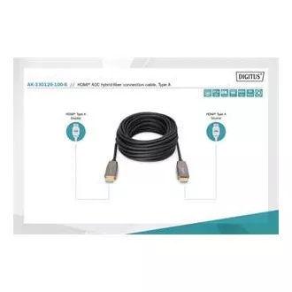 Digitus HDMI AOC hibridni optički kabel, Tip AM/M, 10m, UHD 8K@60Hz, CE, zlatni, crni Digitus HDMI AOC hibridni optički kabel, Tip AM/M, 10m, UHD 8K@60Hz, CE, zlatni, crni