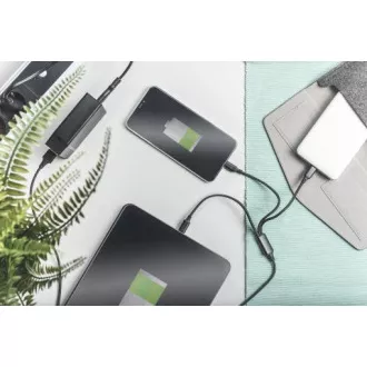 USB kabel za punjenje, 3 u 1, USB A - Lightning+micro B+Type-C 1m, kabel, pamuk, CE, bijeli