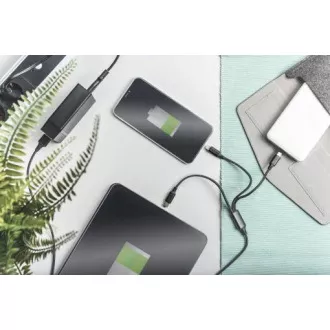 USB kabel za punjenje, 3 u 1, USB A - Lightning+micro B+Type-C 1m, kabel, pamuk, CE, bijeli