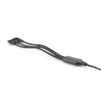 USB kabel za punjenje, 3 u 1, USB A - Lightning+micro B+Type-C 1m, kabel, pamuk, CE, bijeli