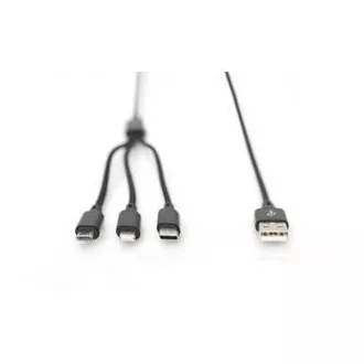 USB kabel za punjenje, 3 u 1, USB A - Lightning+micro B+Type-C 1m, kabel, pamuk, CE, bijeli