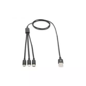 USB kabel za punjenje, 3 u 1, USB A - Lightning+micro B+Type-C 1m, kabel, pamuk, CE, bijeli