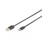 Digitus USB C na A priključni kabel 1,0 m, 3A, 480 MB, verzija 2.0