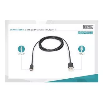 Digitus USB C na A priključni kabel 1,0 m, 3A, 480 MB, verzija 2.0