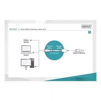 Duljina aktivnog produžnog kabela Digitus USB 3.0: 20 m Duljina aktivnog produžnog kabela Digitus USB 3.0: 20 m