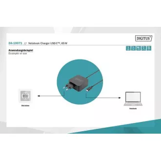DIGITUS Punjač za laptop USB-C Napajanje 65W PD3.0 DIGITUS Punjač za laptop USB-C Napajanje 65W PD3.0