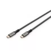 DIGITUS USB 4 priključni kabel, TypeC na TypeC, AL-kućište PP pletenica 4K@60Hz, PD3.0, 20Gbits/s, 3m, bl.