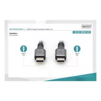 DIGITUS USB 4 priključni kabel, TypeC na TypeC, AL-kućište PP pletenica 4K@60Hz, PD3.0, 20Gbits/s, 3m, bl.