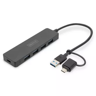 Digitus USB 3.0 Hub s 4 priključka, Slim Line, kabel od 0,2 m