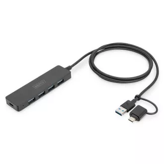 Digitus USB 3.0 Hub s 4 priključka, Slim Line, kabel od 1,2 m