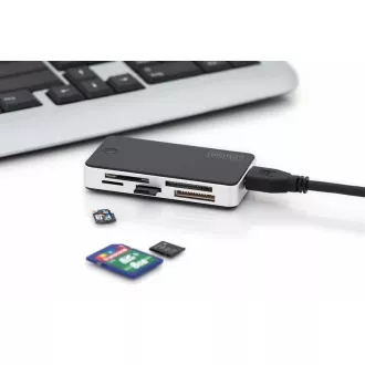 DIGITUS USB 3.0 čitač kartica s USB priključnim kabelom 1m Podržava MS / SD / SDHC / MiniSD / M2 / CF / MD / SDXC kartice