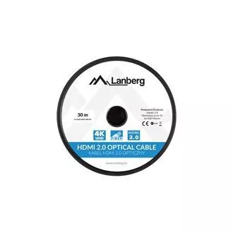 LANBERG aktivni optički kabel velike brzine s Ethernet 2.0, 4K@60Hz, M/M, duljina 30m, crni, pozlaćeni konektori