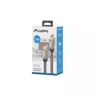 LANBERG Ultra High Speed HDMI 2.1 kabel, 48 Gbps, 8K@60Hz, 5K@120Hz, duljina 1m, crni, pozlaćeni konektori