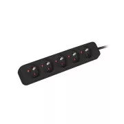 LANBERG Produžni kabel za UPS uređaje, duljina 1m, 5x izlaza, crni