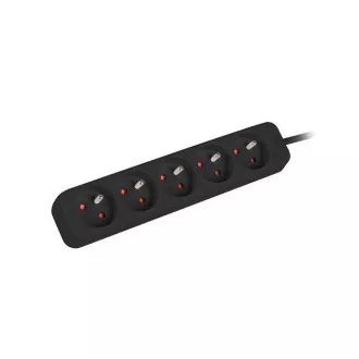 LANBERG Produžni kabel za UPS uređaje, duljina 1m, 5x izlaza, crni