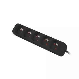 LANBERG Produžni kabel za UPS uređaje, duljina 1m, 5x izlaza, crni