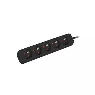 LANBERG Produžni kabel za UPS uređaje, duljina 1m, 5x izlaza, crni