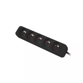 LANBERG Produžni kabel za UPS uređaje, duljina 1m, 5x izlaza, crni