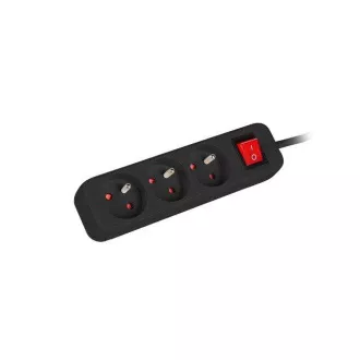 LANBERG Produžni kabel 3M 3X klasična utičnica sa prekidačem bakreni kabel crni
