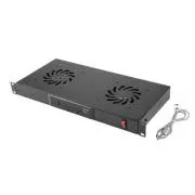 LANBERG 19" VENTILATORSKA JEDINICA / VENTILACIONA PLOČA SA LCD 2 VENTILATORA + TERMOSTAT 230V CRNI