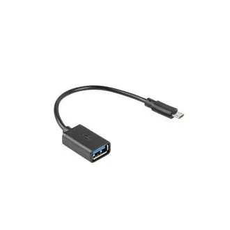 LANBERG USB Micro (M) 2.0 na USB-A(F) adapterski kabel 15CM crni OTG