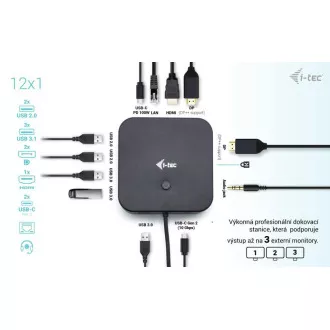 I-tec USB-C HDMI + Dual DP priključna stanica s napajanjem 100 W + i-tec univerzalni punjač 112 W