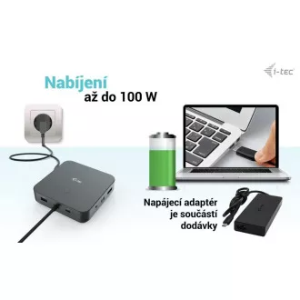 I-tec USB-C HDMI + Dual DP priključna stanica s napajanjem 100 W + i-tec univerzalni punjač 112 W