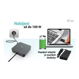 I-tec USB-C HDMI + Dual DP priključna stanica s napajanjem 100 W + i-tec univerzalni punjač 112 W