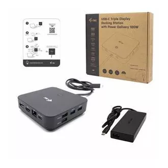 I-tec USB-C HDMI + Dual DP priključna stanica s napajanjem 100 W + i-tec univerzalni punjač 112 W