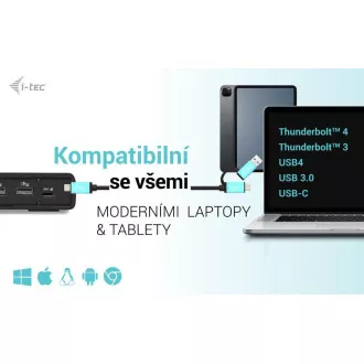I-tec USB 3.0 / USB-C / Thunderbolt priključna stanica s dva zaslona + PD 100 W I-tec USB 3.0 / USB-C / Thunderbolt priključna stanica s dva zaslona + PD 100 W