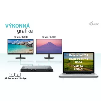 I-tec USB 3.0 / USB-C / Thunderbolt priključna stanica s dva zaslona + PD 100 W I-tec USB 3.0 / USB-C / Thunderbolt priključna stanica s dva zaslona + PD 100 W