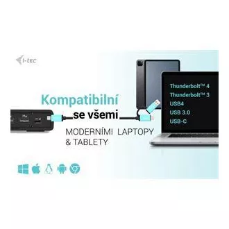 I-tec USB 3.0 / USB-C / Thunderbolt priključna stanica s dva zaslona + PD 100 W I-tec USB 3.0 / USB-C / Thunderbolt priključna stanica s dva zaslona + PD 100 W