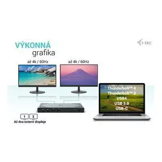 I-tec USB 3.0 / USB-C / Thunderbolt priključna stanica s dva zaslona + PD 100 W I-tec USB 3.0 / USB-C / Thunderbolt priključna stanica s dva zaslona + PD 100 W