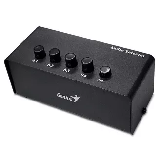 Genius Stereo Switching Box, Switch, audio, 2x RCA ulaz, 5x 3,5 mm jack izlaz, stereo, crna Genius Stereo Switching Box, Switch, audio, 2x RCA ulaz, 5x 3,5 mm jack izlaz, stereo, crna