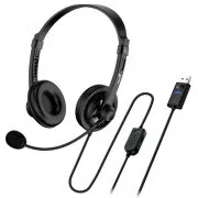 Genius slušalice - HS-230U, slušalice, žičane, s mikrofonom, kontrola glasnoće, duljina kabela 2,4 m, USB, crne