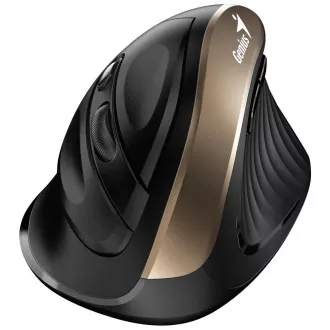 Genius Ergo 8250S, Miš, bežični, vertikalni, 1600DPI, 6 tipki, tihi, crno-zlatni