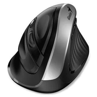 Genius Ergo 8250S, Miš, bežični, vertikalni, 1600DPI, 6 gumba, tihi, crno-srebrni