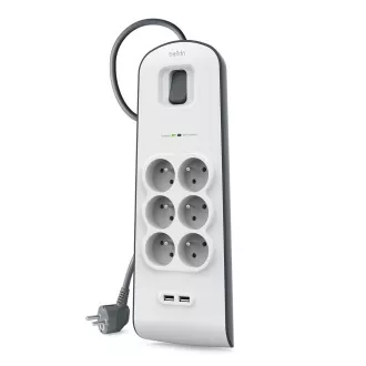 Belkin prenaponski zaštitnik BSV604 - 6 utičnica, 2xUSB/2.4A, 2m