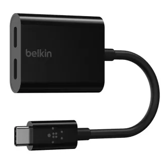Belkin USB-C adapter/splitter - USB-C napajanje + USB-C audio/punjač, crni