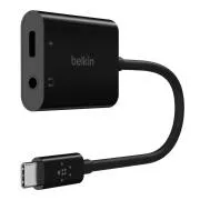 Belkin USB-C adapter/split 1x USB-C M/ 1x USB-C F napajanje 60W + 1x 3.5mm jack, crni