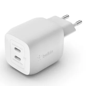 Belkin BOOST CHARGE™ Dual 45W USB-C napajanje GaN PPS zidni punjač, bijeli