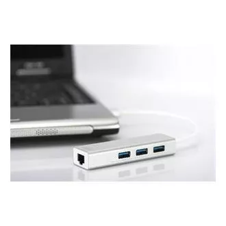 DIGITUS USB 3.0 HUB, 3 porta i Gigabit LAN adapter 3xUSB A / F, 1xUSB A / M, 1xRJ45 LAN, Win / Mac OS DIGITUS USB 3.0 HUB, 3 porta i Gigabit LAN adapter 3xUSB A / F, 1xUSB A / M, 1xRJ45 LAN, Win / Mac OS