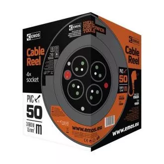 Emos produžni bubanj - 4 utičnice, 50m, 1,5 mm, PVC, IP20 Emos produžni bubanj - 4 utičnice, 50m, 1,5 mm, PVC, IP20
